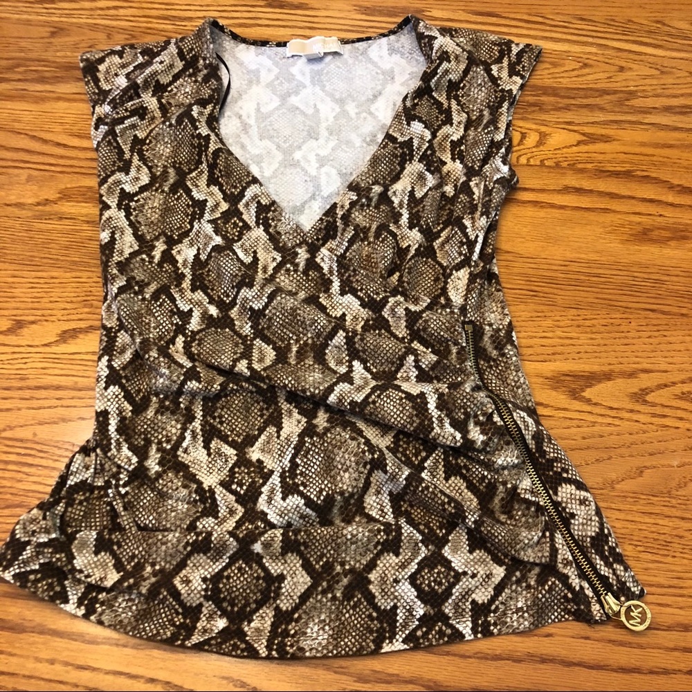 Michael Kors snakeskin print wrap blouse. Size M